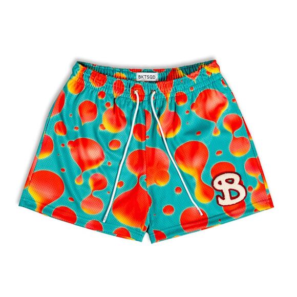 Bucketsquad Jesser Basketball Lava Shorts Green Orange Youth XL - Picture 1 of 9